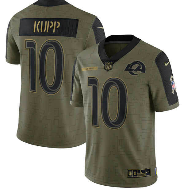 Men's Los Angeles Rams #10 Cooper Kupp 2021 Olive Salute To Service Limited Stitched Jersey